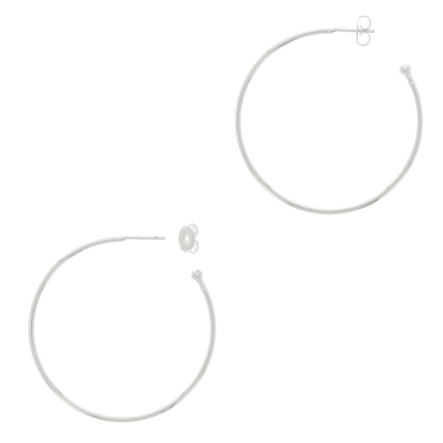 Aros pendientes con bola 37 mm a decorar - Chapado en plata fina x2
