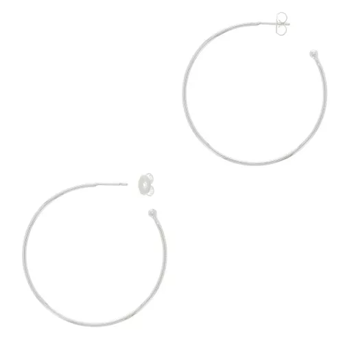 Aros pendientes con bola 37 mm a decorar - Chapado en plata fina x2