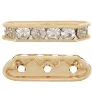Rondel strass puente 21x6 mm dorado Crystal 3 agujeros x1