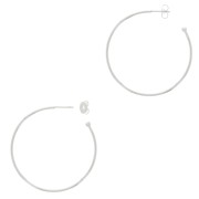 Aros pendientes con bola 45 mm a decorar - Chapado en plata fina x2|raw }}