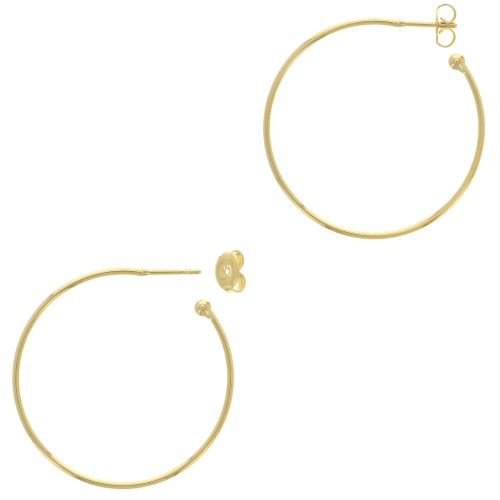 Aros pendientes con bola 54 mm a decorar - Dorado con oro fino x2