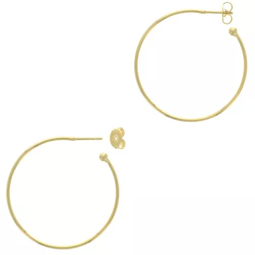 Aros pendientes con bola 54 mm a decorar - Dorado con oro fino x2