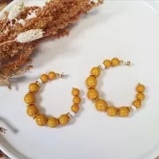 Aros pendientes con bola 54 mm a decorar - Dorado con oro fino x2