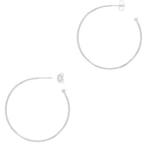 Aros pendientes con bola 54 mm a decorar - Chapado en plata fina x2