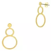 Ganchos pendientes doble círculo calado 32x18 mm - Dorado con oro fino x2