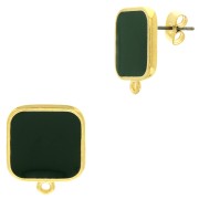 Ganchos pendientes cuadrado en resina epoxi 17x15 mm Dorado oro fino Verde x2|raw }}