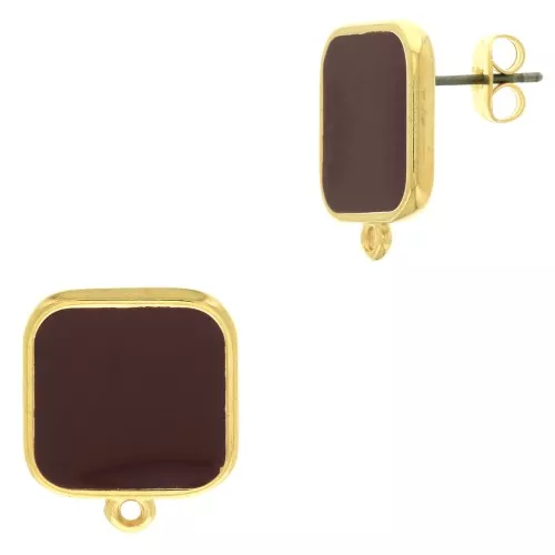 Ganchos pendientes cuadrado de resina epoxi 17x15 mm Dorado oro fino Violeta x2