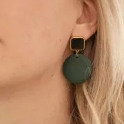 Ganchos pendientes cuadrado de resina epoxi 17x15 mm Dorado oro fino Violeta x2