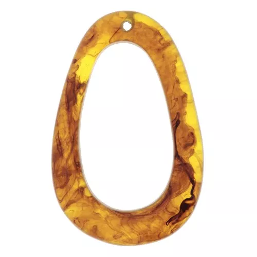 Colgante gota calado 49x32 mm de resina - Marmoleado Ambre x1