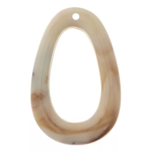 Colgante gota calado 49x32 mm de resina - Marmoleado Beige - Marron x1