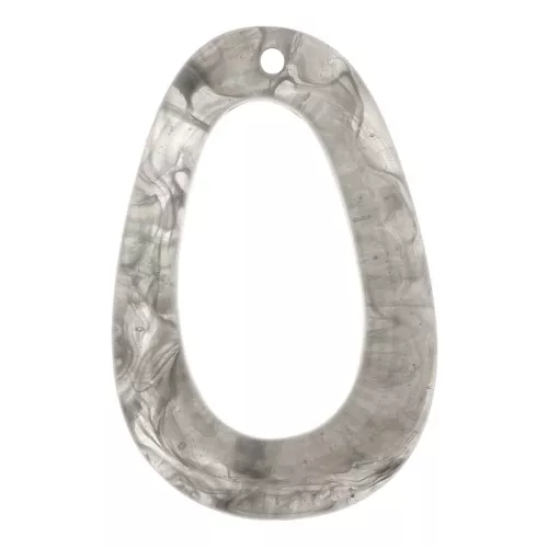 Colgante gota calado 49x32 mm de resina - Marmoleado Gris x1