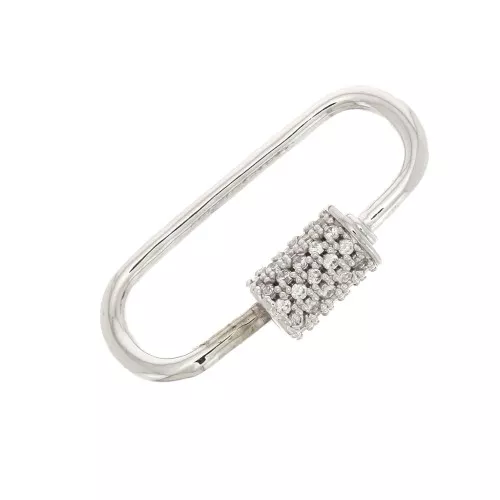 Cierrre ovalado a atornillar con óxido de zirconio 25x11 mm - Rodiado - Crystal x1