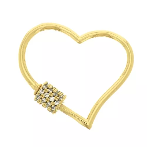Cierre corazón a atornillar óxido de zirconio 21x26 mm - Dorado - Crystal x1