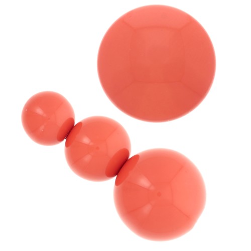 Surtido de 26 cuentas redondas de 8-10-14 mm y 2 cabujones de resina Rojo Coral