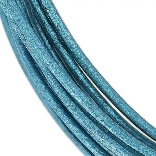 Cordón de cuero 1 mm Blue Jean Métallisé x 3 m