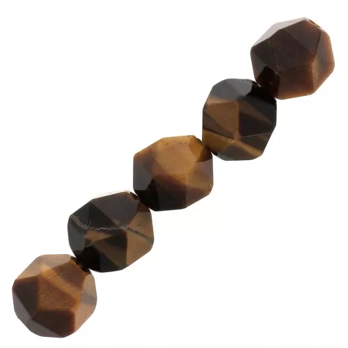 Cuentas hexagonal 6 mm piedra gema Ojo de Tigre x15