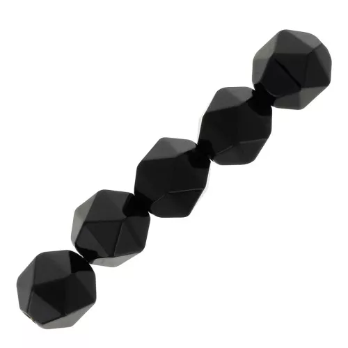 Cuentas hexagonal 6 mm piedra gema Agate negra x15