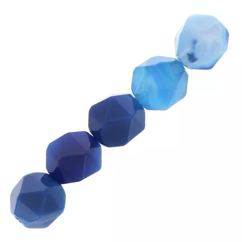 Cuentas hexagonal 6 mm piedra gema Agate azul x15