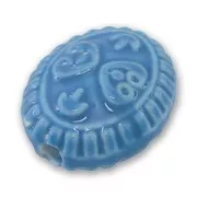 Oliva plana de cerámica 25x21 mm Aguamarina x1