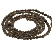 Cuentas redondas facetadas de 2 mm de piedra preciosa - Obsidiana x 38 cm