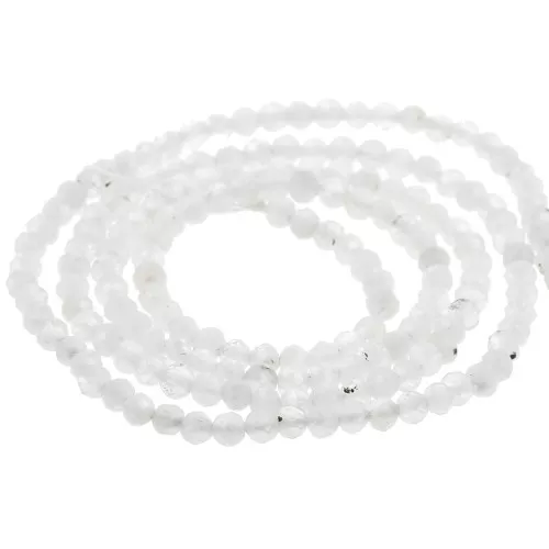 Cuenta redonda facetada 2 mm gema - Piedra luna x39cm