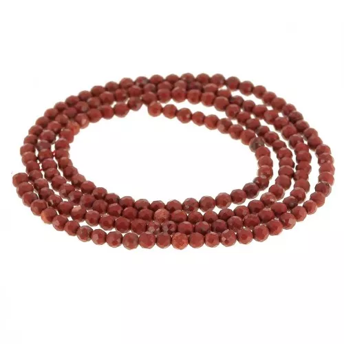 Cuenta redonda facetada 2 mm gema - Jaspe rojo x39cm