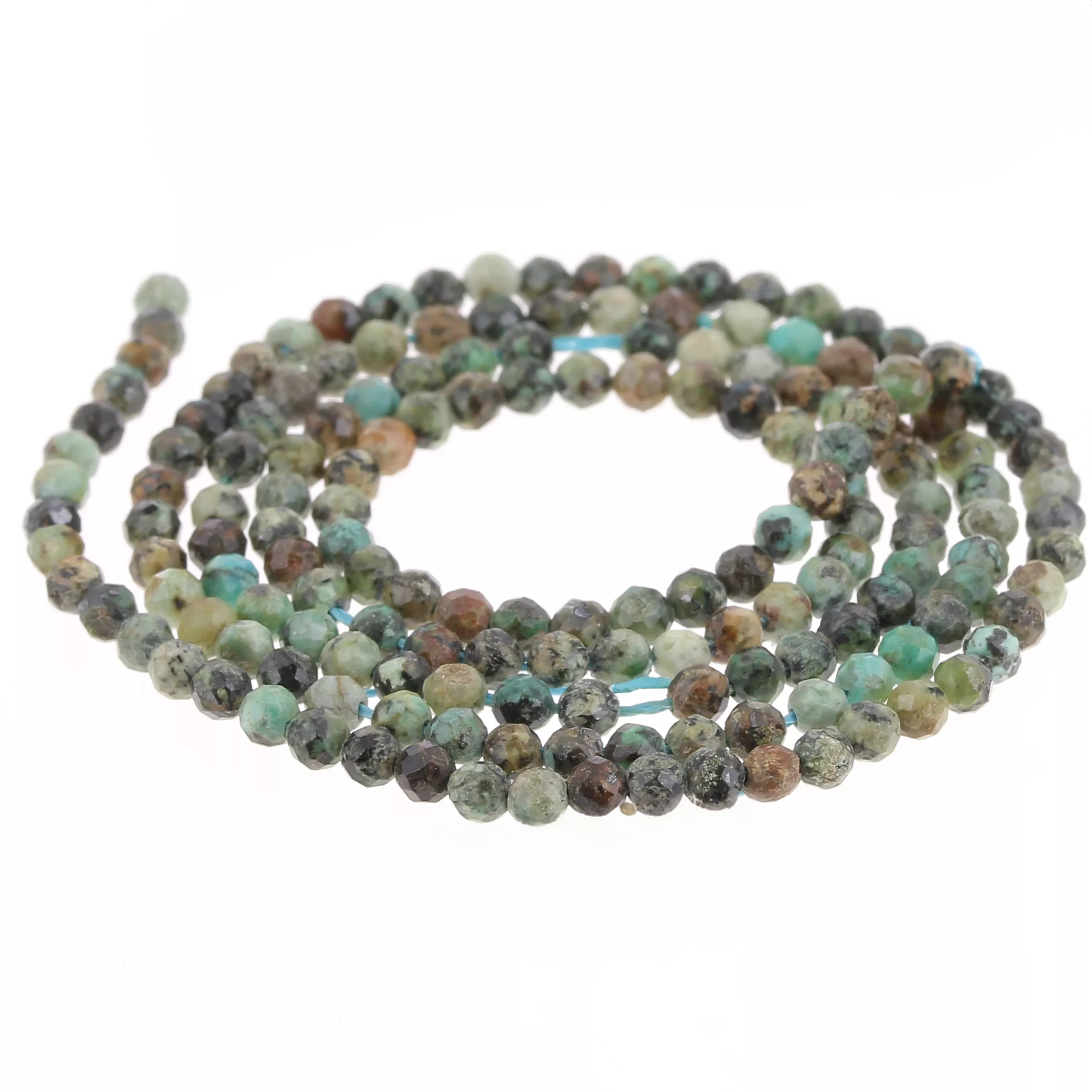 Cuentas redondas facetadas 2 mm piedra gema - Turquesa Africaine - Jaspe x39cm