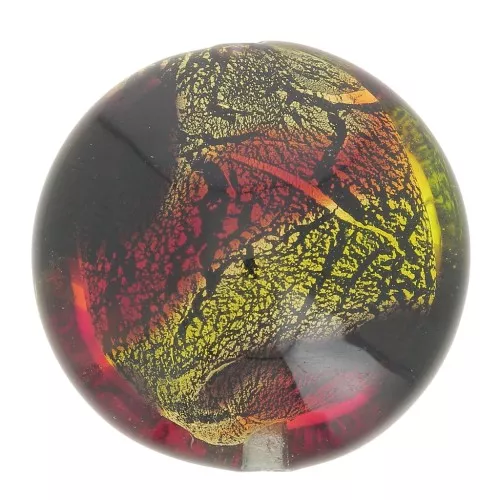 Bombeada Murano hoja de oro 22 mm Negro/Naranja x1