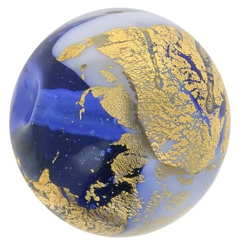 Redonda Murano 12 mm hoja de oro Azul x1