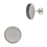 Pendientes para cabuchón fondo plano 12 mm Acero Inox x40