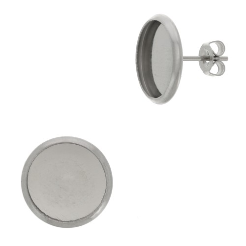 Pendientes para cabuchón fondo plano 12 mm Acero Inox x40