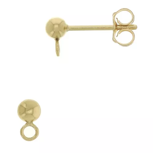 Pendientes bolas 3 mm con anilla soldada de Gold filled x2