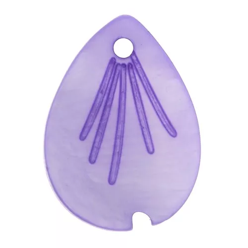 Dije hoja con forma de gota 18x13 mm de nácar - Morado x1