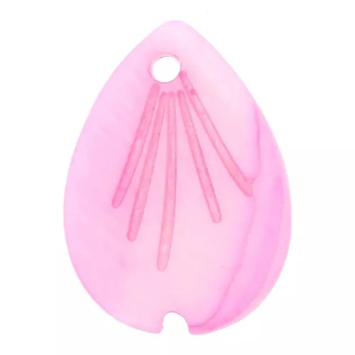 Dije hoja con forma de gota 18x13 mm de nácar - Rosa x1