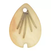 Dije hoja con forma de gota 18x13 mm de nácar - Marrón x1