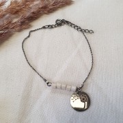 Pulsera a personalizar con cuentas 17.5 cm de Plata 925 rodiado negro x1