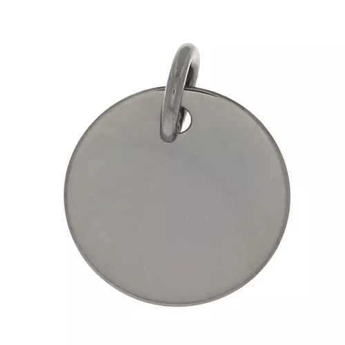 Dije medalla 10 mm para gravar Plata 925 rodiado negro x1