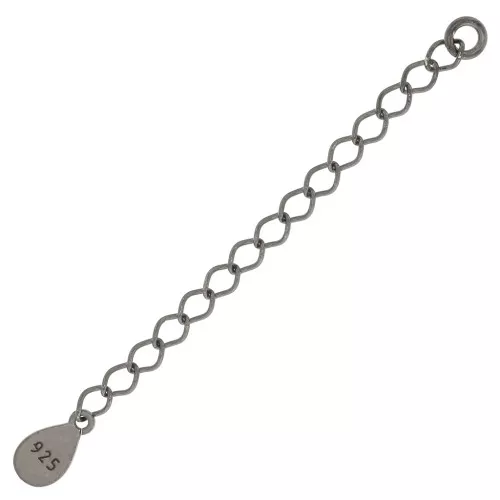 Cadena extensión cequie gota 55 mm de Plata 925 Rodiado negro x1