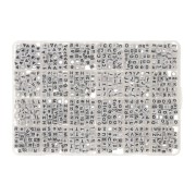 Surtido 1200 cuentas letras alfabeto y corazones forma cubo 6mm - Blanco - Negro|raw }}