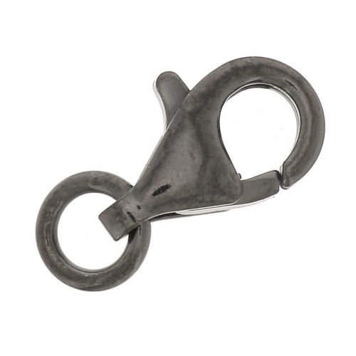 Cierre mosquetón 11 mm de Plata 925 Rodiado negro x1