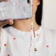 Surdido de 100 cuentas cifras redondas alfabeto 7 mm Blanco - Dorado