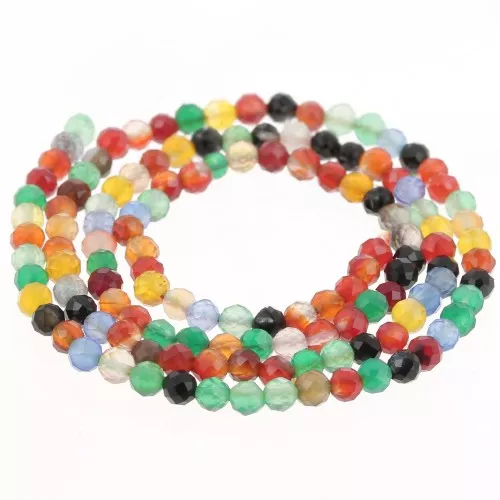 Cuentas Redondas facetadas 3 mm Agate teintée - Multicolore x38cm
