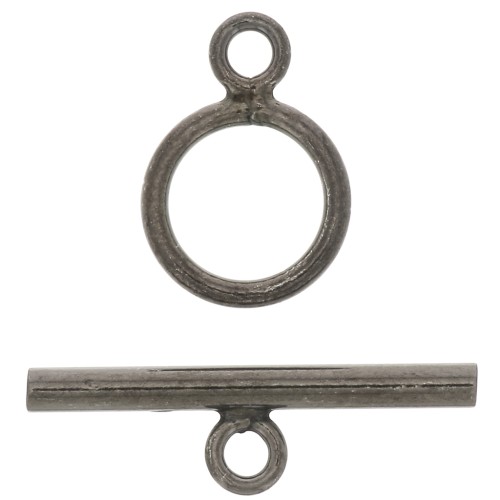 Cierre de aro y barrita - De Fabricación Europea - 10 mm Plata 925 Rodiado negro x1