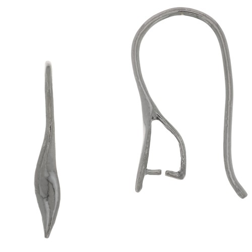 Pendientes gancho colgante enganche 22 mm de Plata 925 Rodiado negro x2