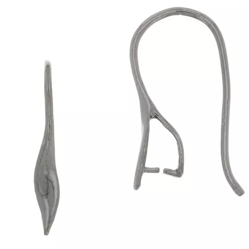 Pendientes gancho colgante enganche 22 mm de Plata 925 Rodiado negro x2