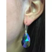 Pendientes gancho colgante enganche 22 mm de Plata 925 Rodiado negro x2