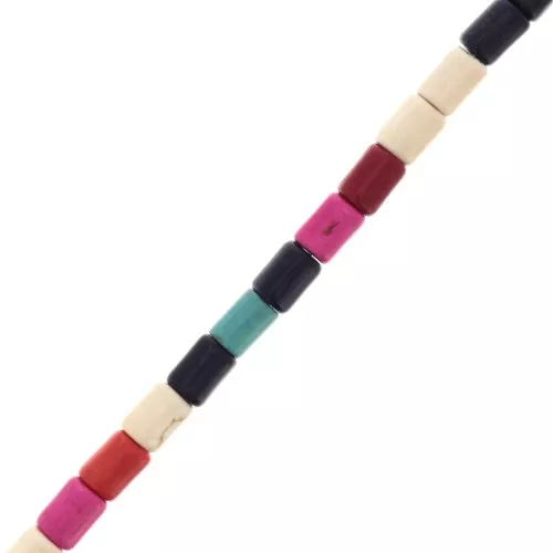 Cuentas tubos estilo Heishi 4x6 mm imitación Howlite - Multicolore x39cm