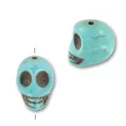 Cuenta Calavera de Howlite tintado 13 mm Turquesa x1
