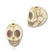 Cuenta Calavera de Howlite tintado 12 mm imitación hueso x1