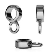 Cuenta pasante enganche dije para cordones de Plata 925 Rodiado negro x1|raw }}